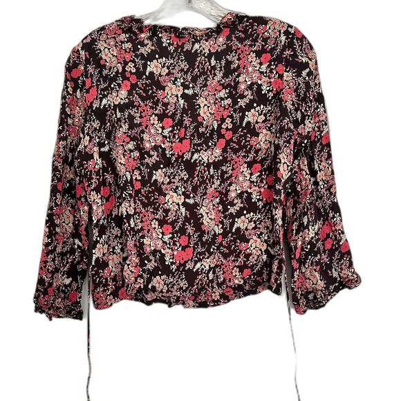 River Island Blouse Beaded Flowers Top Ruffled Button up - Picture 2 of 8